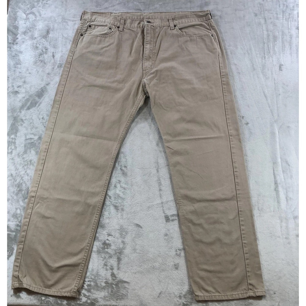 Levis 505 Jeans Mens 42x31 Beige Denim Straight Leg Casual Mid Rise Waterless